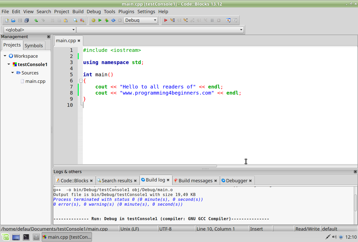 codeblocks compiler running error