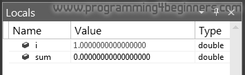 Debugger - i equals 1 in Locals window